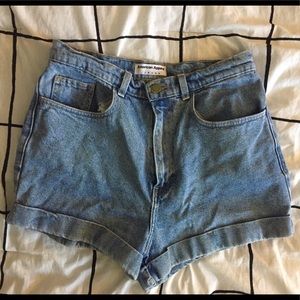 American Apparel Denim High Waist Cuff Short